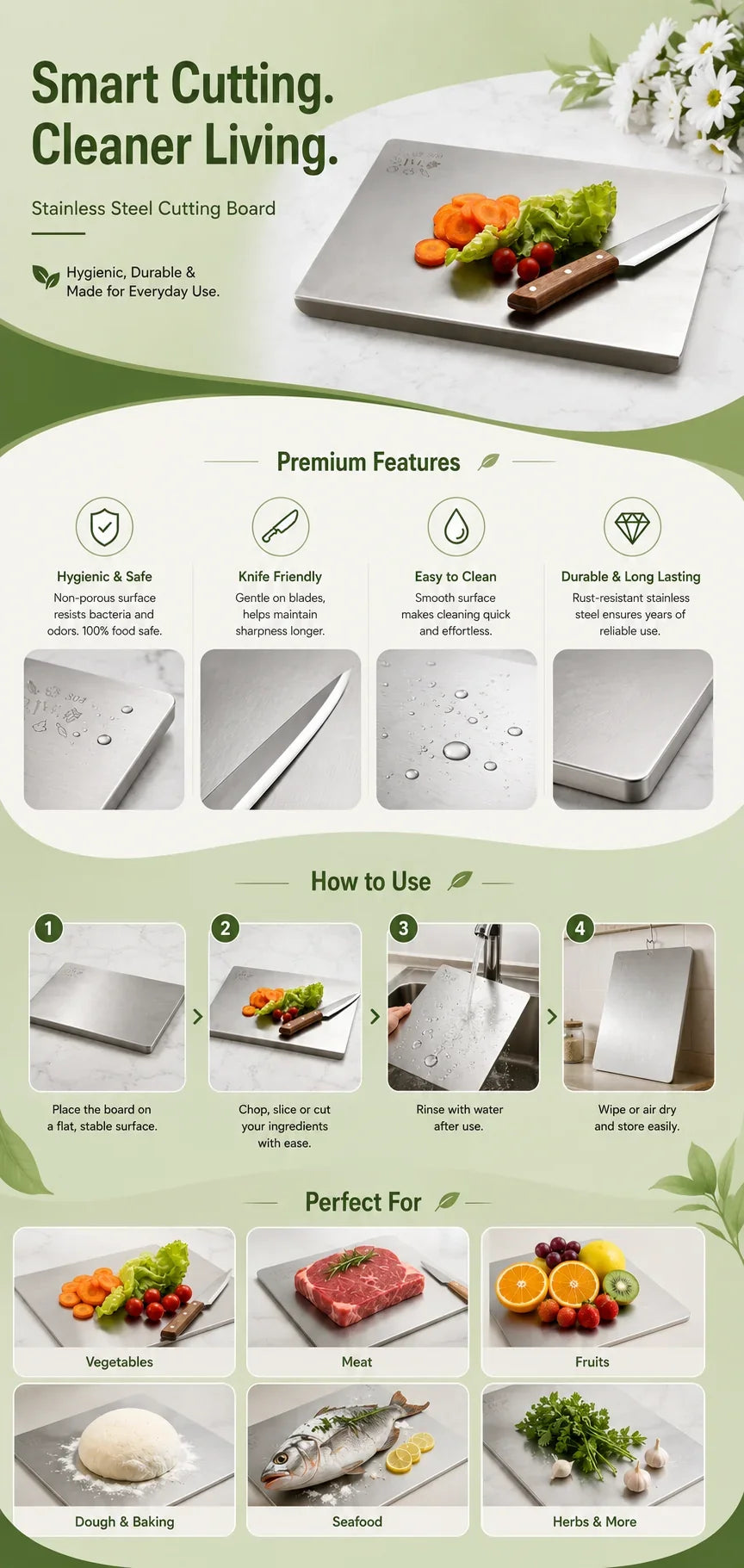 Premium Stainless Steel Cutting Board