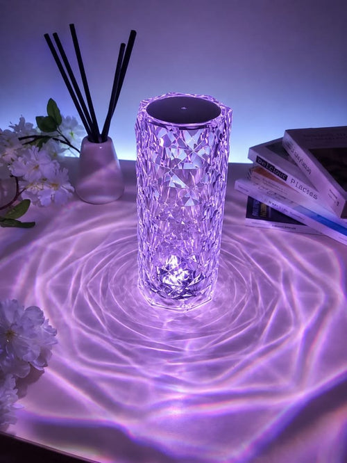 Zylova™ Crystal RGB Touch Table Lamp – Rechargeable LED Diamond Night Light
