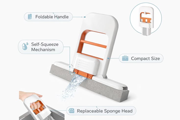 Zylova™ FlexiClean Self-Squeeze Floor & Surface Mop