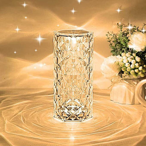 Zylova™ Crystal RGB Touch Table Lamp – Rechargeable LED Diamond Night Light
