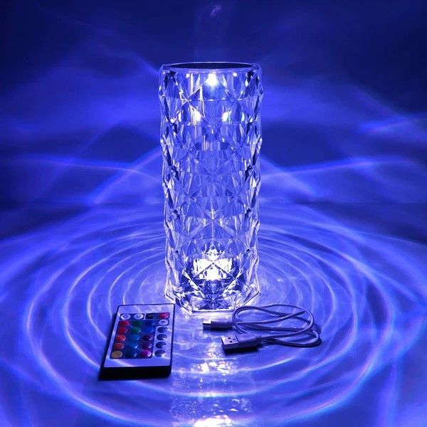 Zylova™ Crystal RGB Touch Table Lamp – Rechargeable LED Diamond Night Light