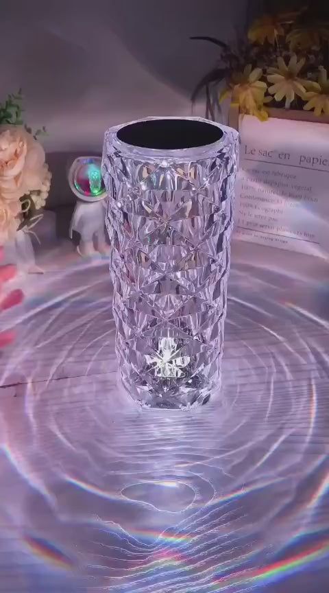 Zylova™ Crystal RGB Touch Table Lamp – Rechargeable LED Diamond Night Light